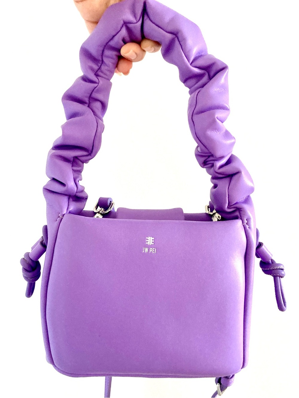 JW Pei Purple Ruched-Handle Convertible Crossbody Bag